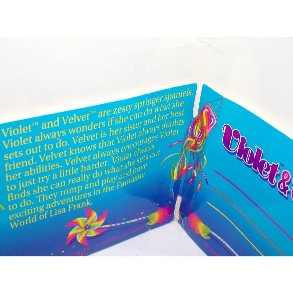 Vintage Lisa Frank Violet & Velvet Spaniel Dogs 2 Pocket Folder